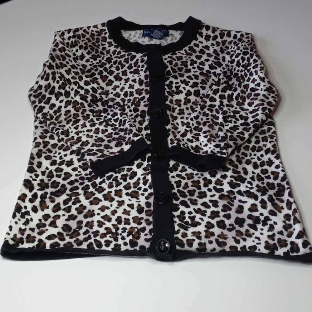 Karen Scott Petites Leopard Print Cardigan